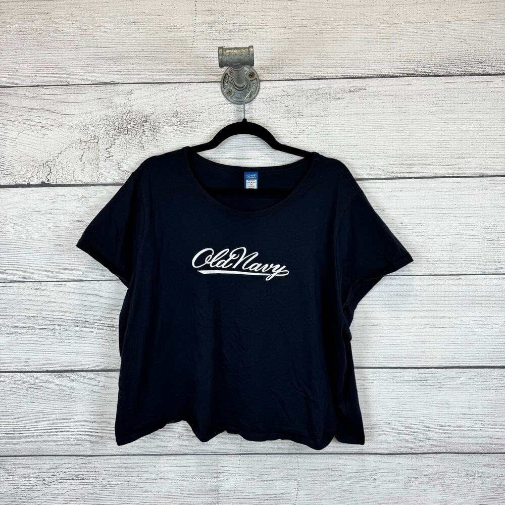 Old Navy Plus Size Navy Blue Logo Reissue Short Sleeve Crop Tee Size 3X